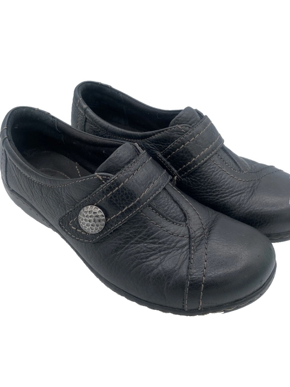 Clarks Bendables Black Leather Slip-On Comfort Loafers Women's Sz 8